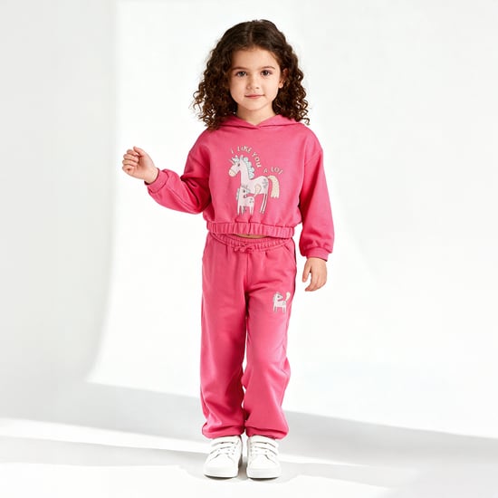 Juniors Unicorn Print Hooded Sweatshirt