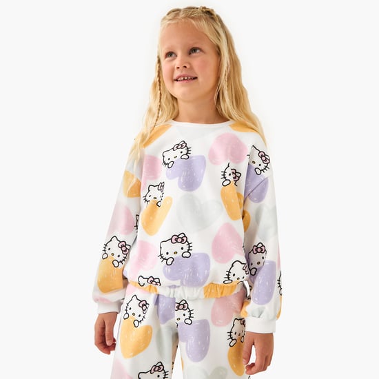 Juniors Hello Kitty Print Sweatshirt and Joggers Set