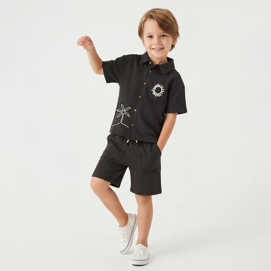 Juniors Embroidered Shirt And Shorts Set