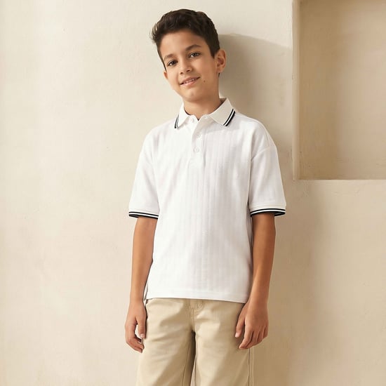 Juniors Textured Polo T-shirt
