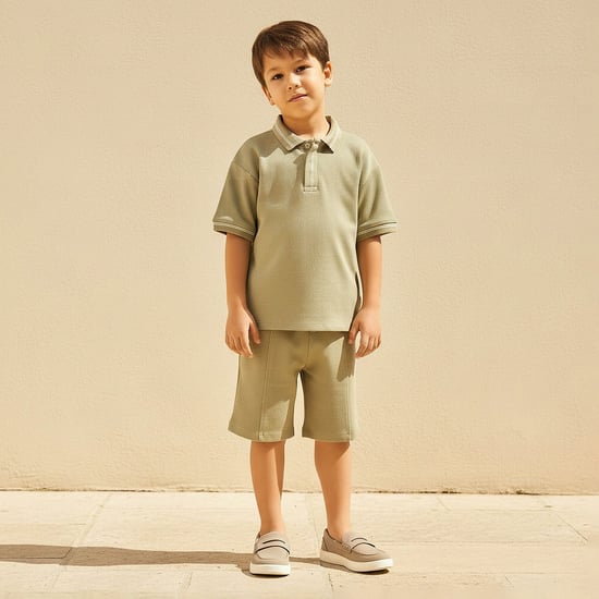 Juniors Tipping Detail Polo T-shirt and Short Set