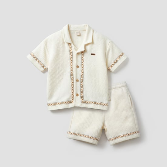 Giggles Embroidered Shirt and Shorts Set