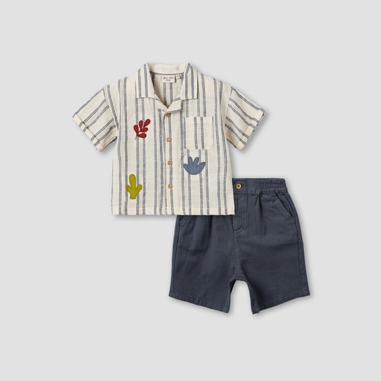 Juniors Striped Shirt And Shorts Set