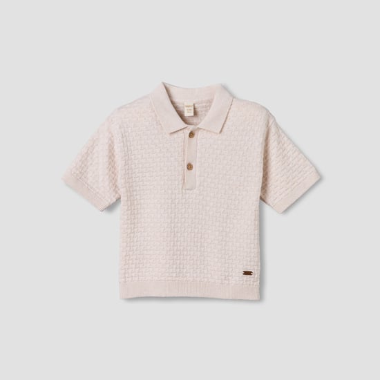 Giggles Textured Polo Neck T-shirt