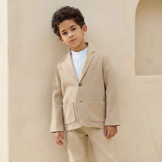 Juniors Solid Notch Lapel Blazer with Pockets