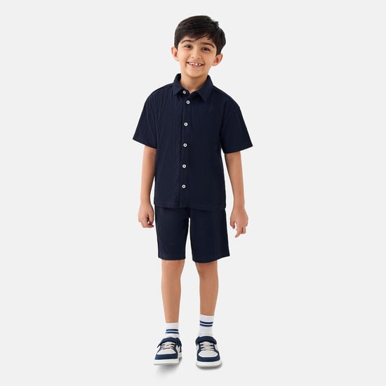 Juniors Textured Shirt and Shorts Set