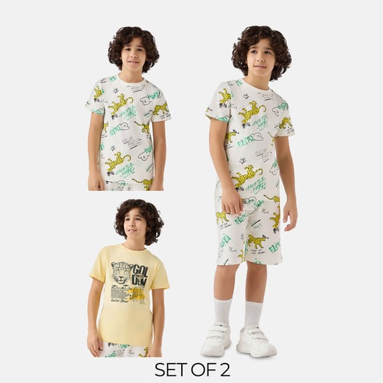 Juniors 3 Piece Printed T-shirts and Shorts Set