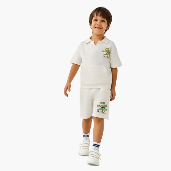 Juniors Chameleon Print Polo T-shirt and Shorts Set