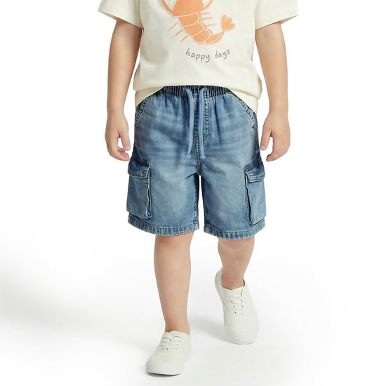 Juniors Washed Cargo Denim Shorts