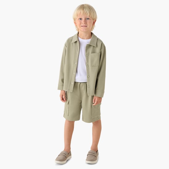 Eligo Textured Shirt and Cargo Shorts Set