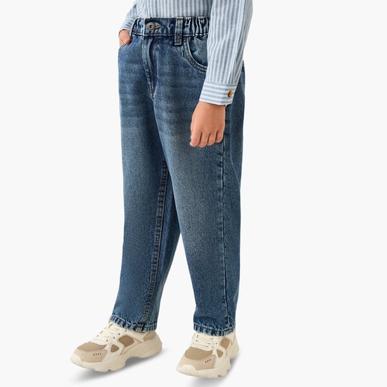 Juniors Washed Jeans with Elasticated Waist