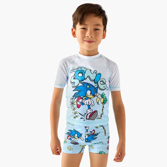 Juniors Sonic the Hedgehog Print Rash Guard Set