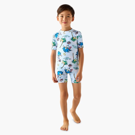 Juniors Sonic the Hedgehog Print Swimsuit