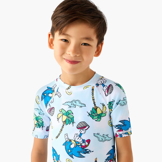Juniors Sonic the Hedgehog Print Swimsuit