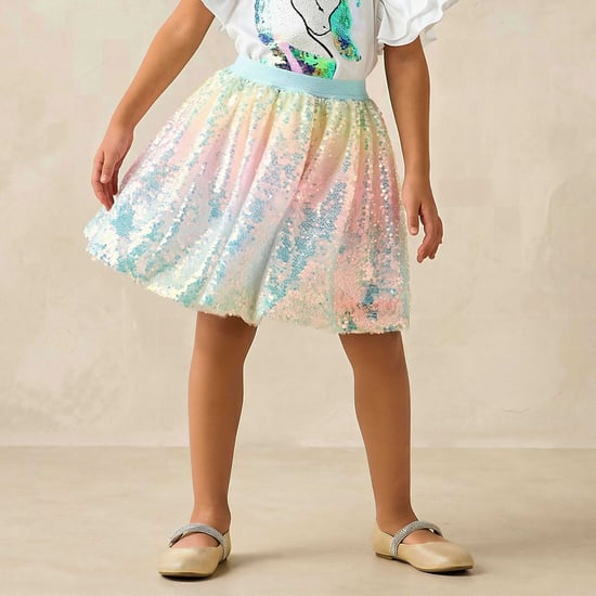 Juniors Sequinned A-line Skirt