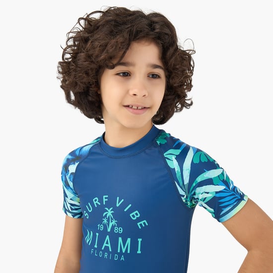 Juniors Tropical Print Rash Guard Set