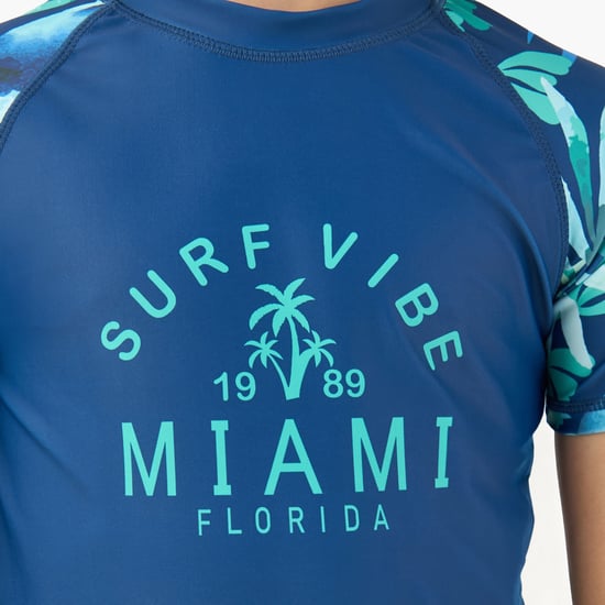 Juniors Tropical Print Rash Guard Set