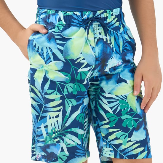 Juniors Tropical Print Rash Guard Set