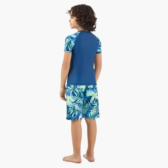 Juniors Tropical Print Rash Guard Set