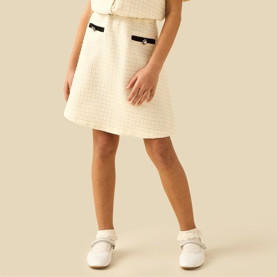 Juniors Tweed Embellished Mini Skirt