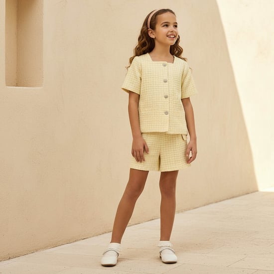 Juniors Tweed Shirt and Shorts Set