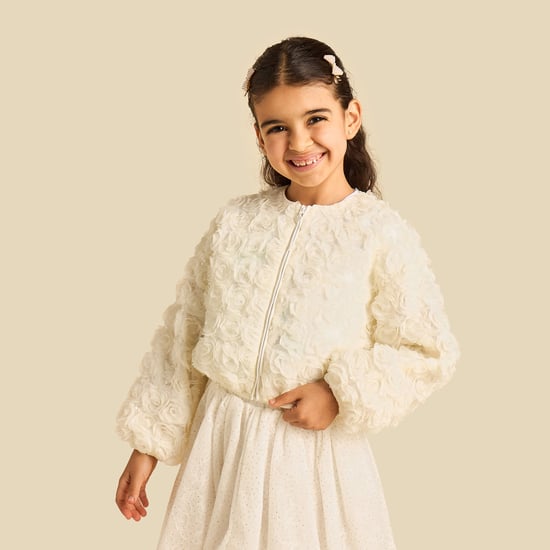 Juniors Floral Applique Jacket