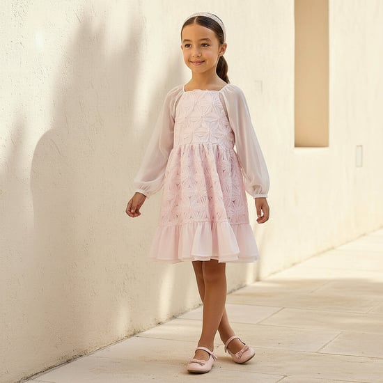 Juniors Floral Applique A-Line Dress