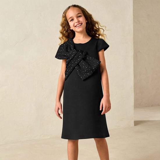 Juniors Bow Accent Dress