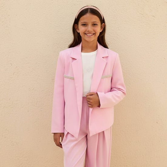 Juniors Embellished Blazer with Notch Lapel