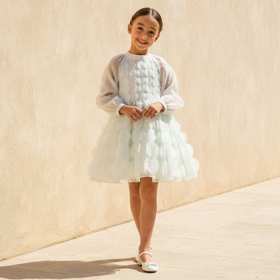 Juniors Applique Detail Dress with Zip Closure