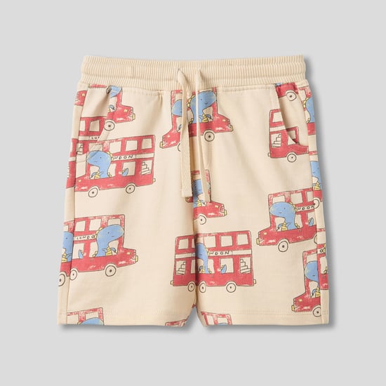 Juniors Dinosaur Print Shorts with Drawstring Closure