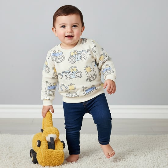 Juniors Vehicle Print Sweatshirt with Button Closure