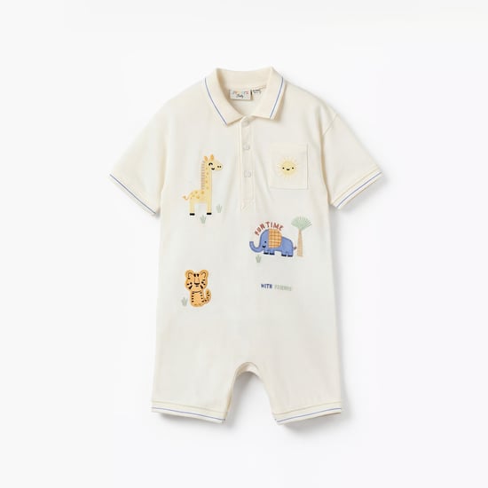 Juniors Embroidered Rompers with Snap Button