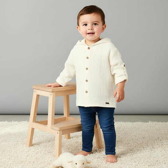 Giggles Floral Applique Hooded Shirt