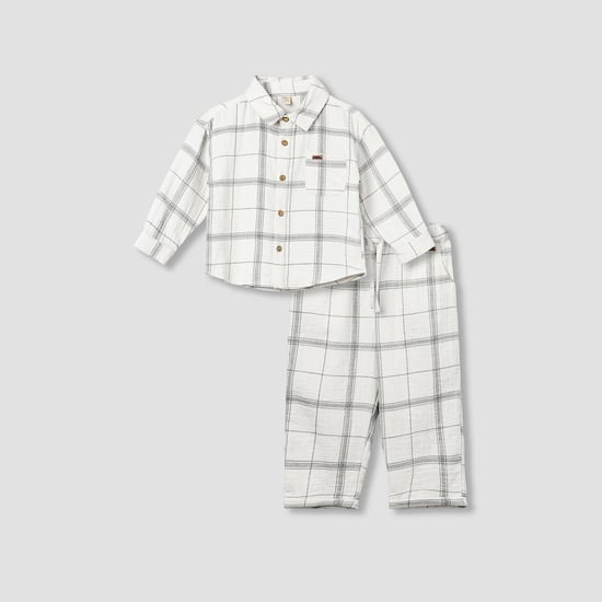 Giggles Checked Shirt And Pants Set