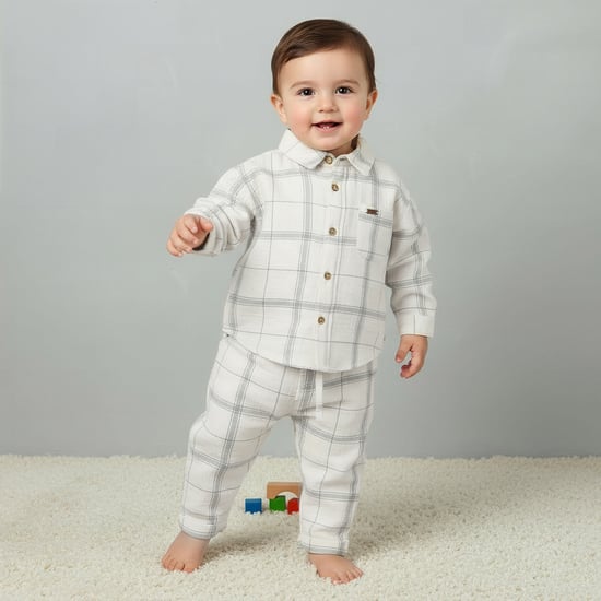 Giggles Checked Shirt And Pants Set