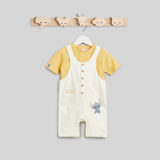 Juniors Stitch Printed Dungaree and T-shirt Set