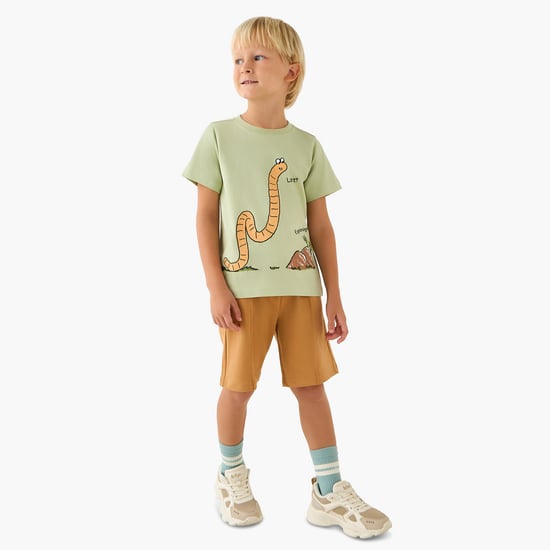 Juniors Worm Print T-shirt and Shorts Set