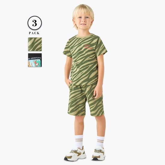 Juniors Graphic Print T-shirt and Shorts - Set of 3