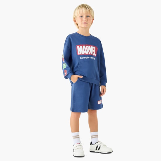 Avengers Print Sweatshirt and Shorts Set