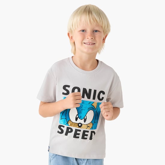 Juniors Flip Sequin Sonic T-shirt