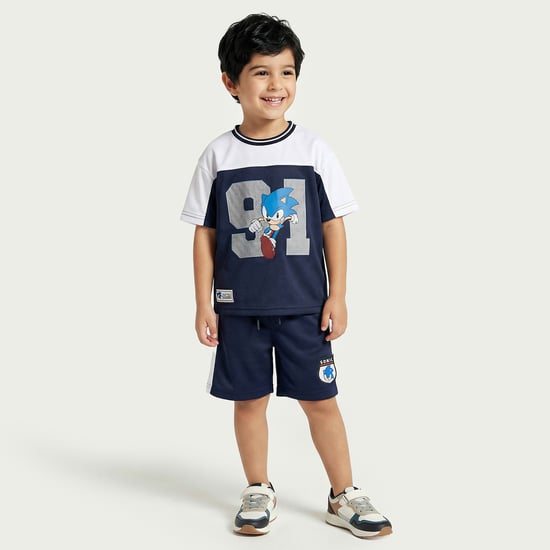 Juniors Sonic Print T-shirt and Shorts Set