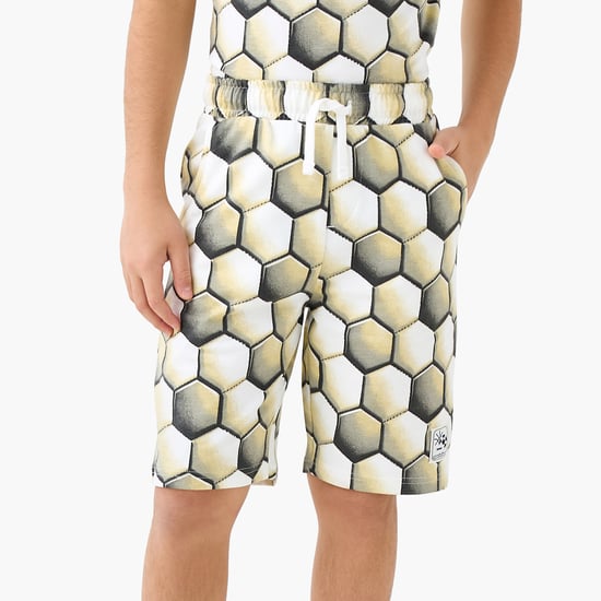 Juniors Geometric Print Shorts with Drawstring Closure
