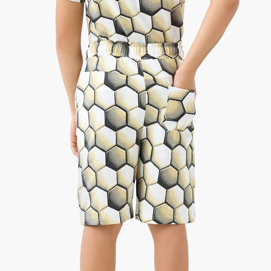 Juniors Geometric Print Shorts with Drawstring Closure