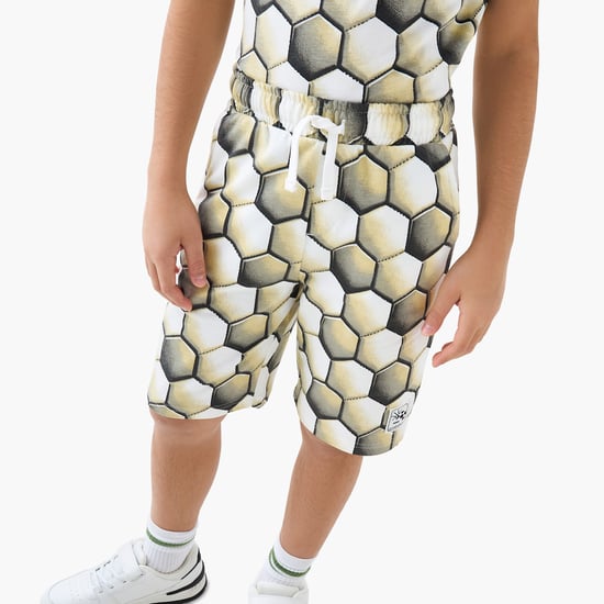 Juniors Geometric Print Shorts with Drawstring Closure