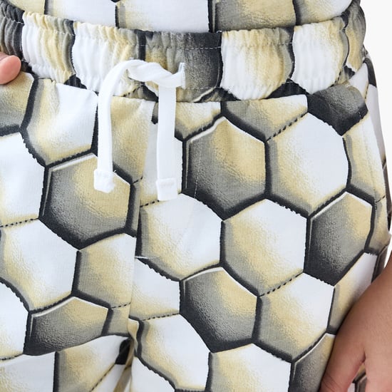 Juniors Geometric Print Shorts with Drawstring Closure