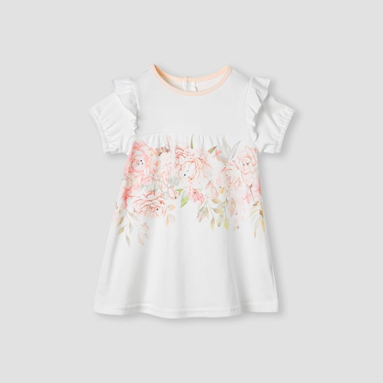 Giggles Floral Print A-line Dress with Ruffles