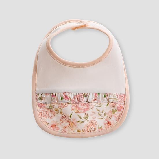 Giggles Floral Print Bib with Button Closure