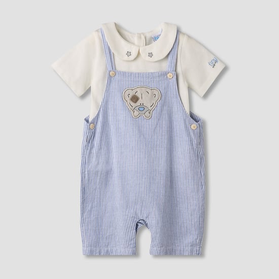 Juniors Bear Applique T-shirt and Dungaree Set