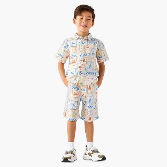 Juniors Nautical Print Shirt and Shorts Set